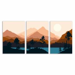 Dağlar Bohem Retro Art Minimal 3lü Set Tablosu - MNT131